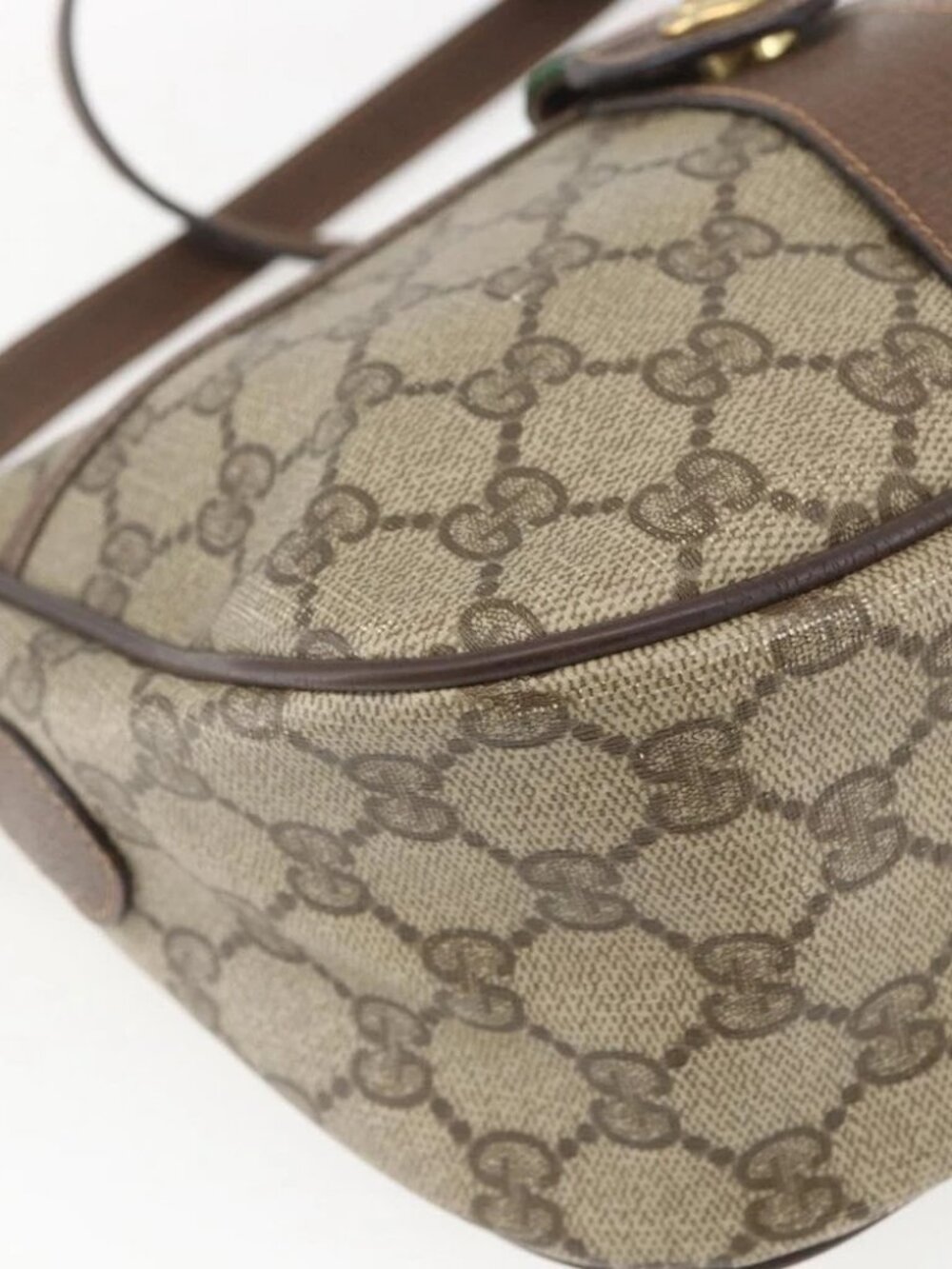 GUCCI GG Supreme Web Sherry Line Shoulder Bag PVC Beige - Picture 8 of 16